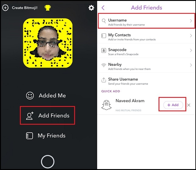 Find Friends Using Snapchat Username Search