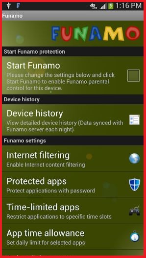 Funamo Parental Control Android App
